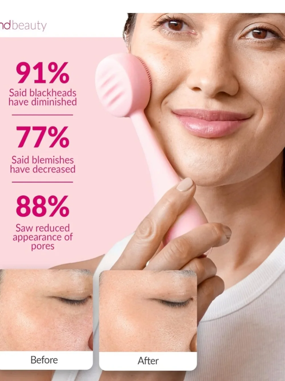 pmd Clean Silicone Facial Cleansing Brush - Pink